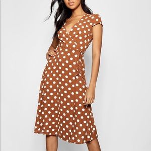 Boohoo Polka Dot Wrap Dress